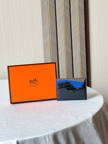 Hermès Card Holder - Dark Grey Embossed