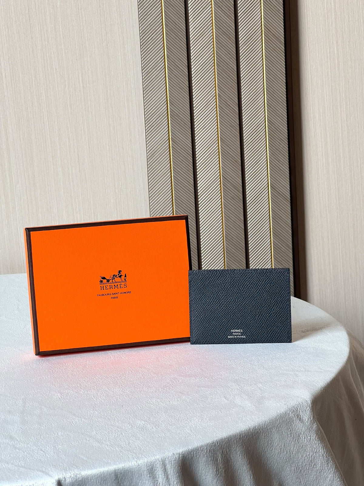 Hermès Card Holder - Dark Grey Embossed