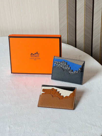 Hermès Card Holder - Dark Grey Embossed