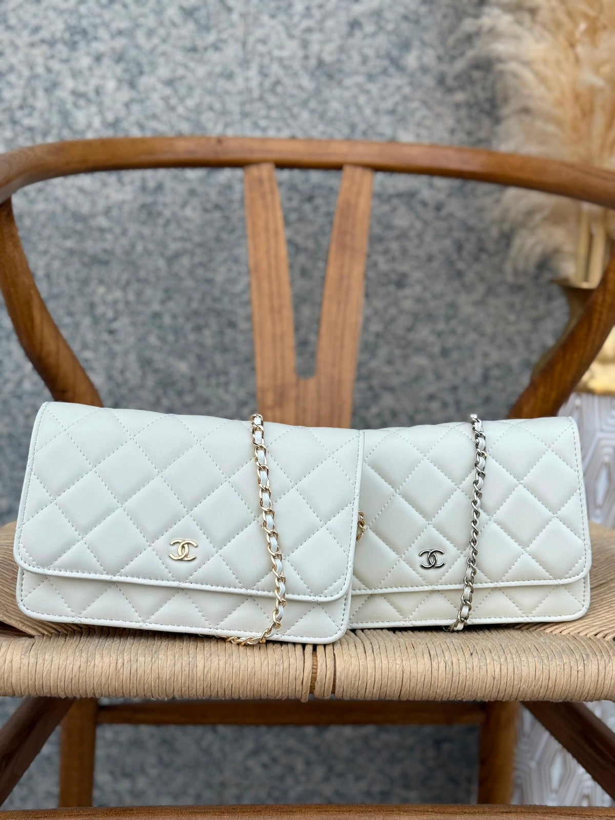 Chanel Quilted Chain Shoulder Bag - White
