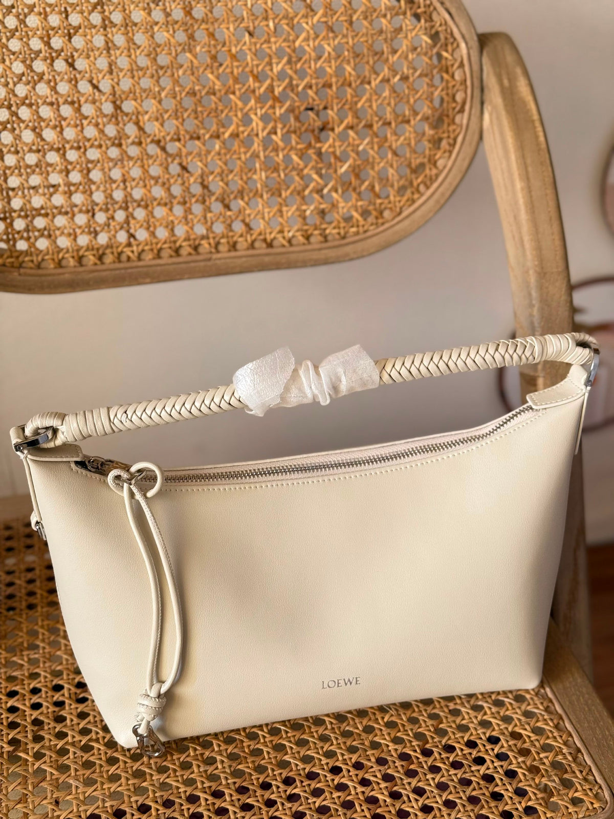 Loewe Braided-Handle Shoulder Bag - White