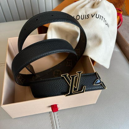 Louis Vuitton Initial Buckle Belt - Black Monogram