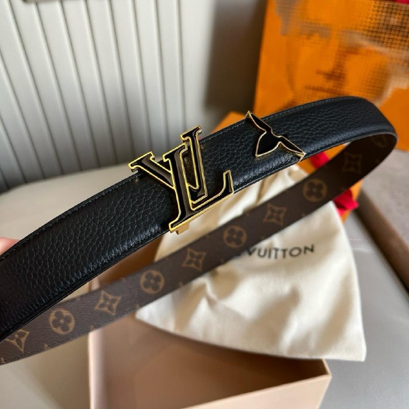 Louis Vuitton Initial Buckle Belt - Black Monogram