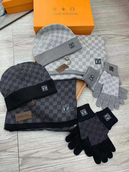 Louis Vuitton Scarf & Beanie Houndstooth - Grey, Dark Grey