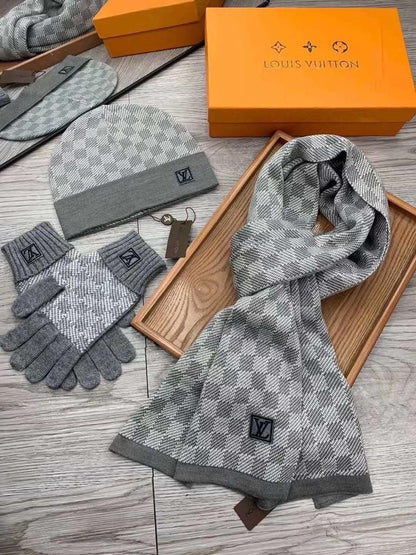 Louis Vuitton Scarf & Beanie Houndstooth - Grey, Dark Grey