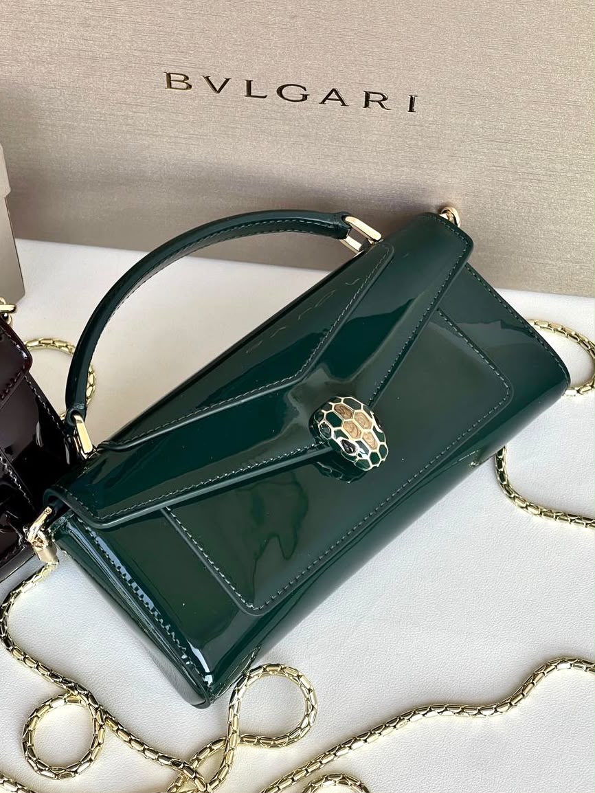 Bulgari Flap Shoulder Bag - Green Snake Print