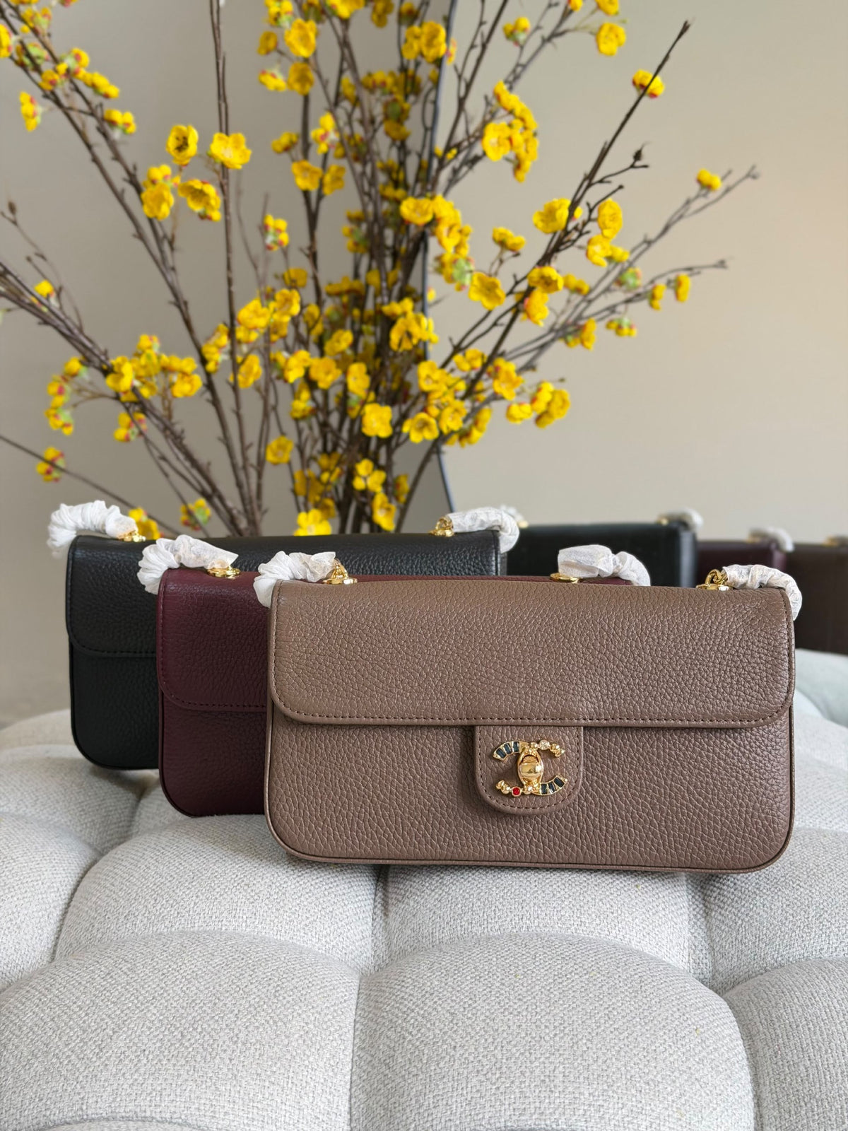 Chanel Shoulder Bag - Black, Beige, Burgundy
