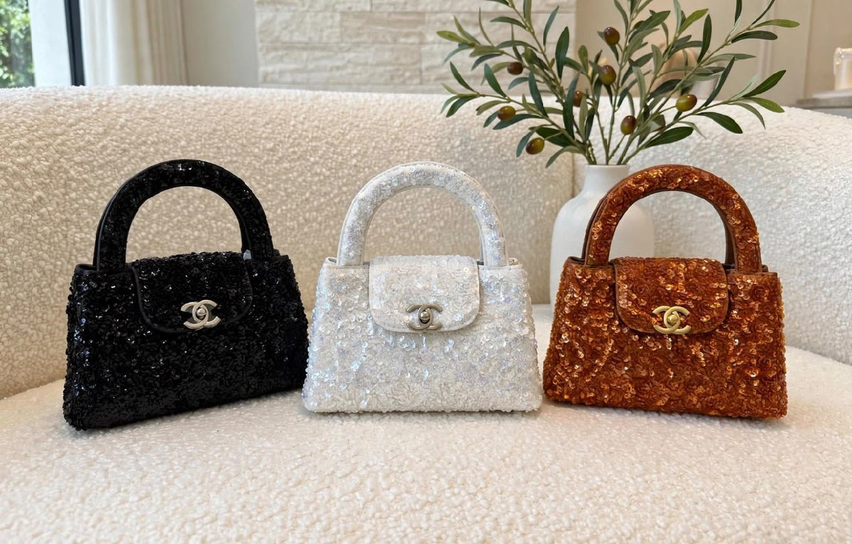 Chanel Structured Top-Handle Handbag - Black, White, Brown