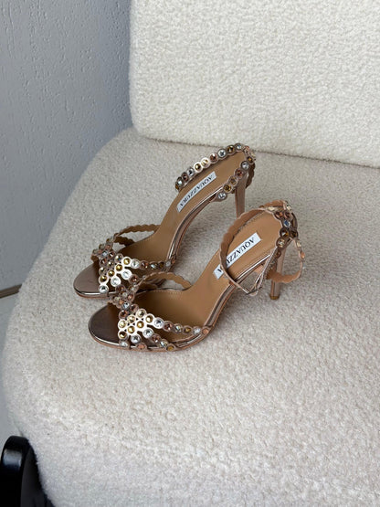 Aquazzura Ankle-Strap Heels - Beige