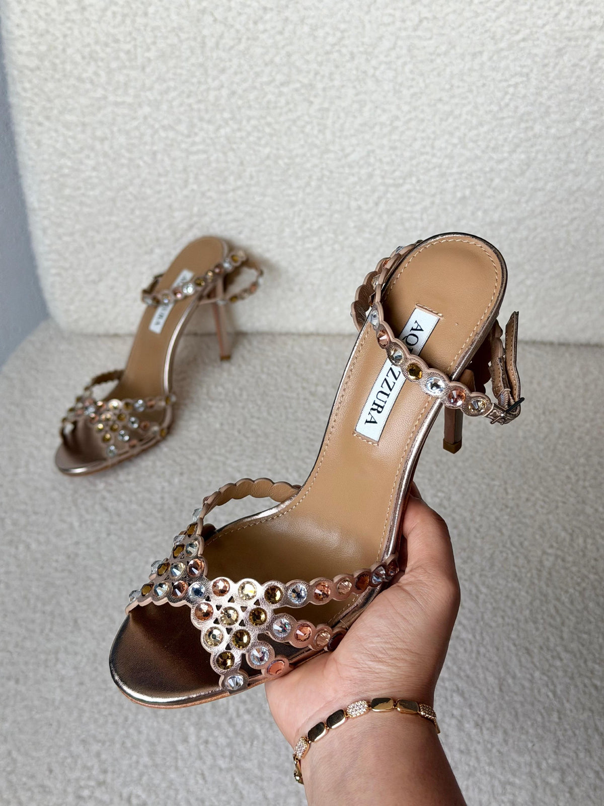 Aquazzura Ankle-Strap Heels - Beige