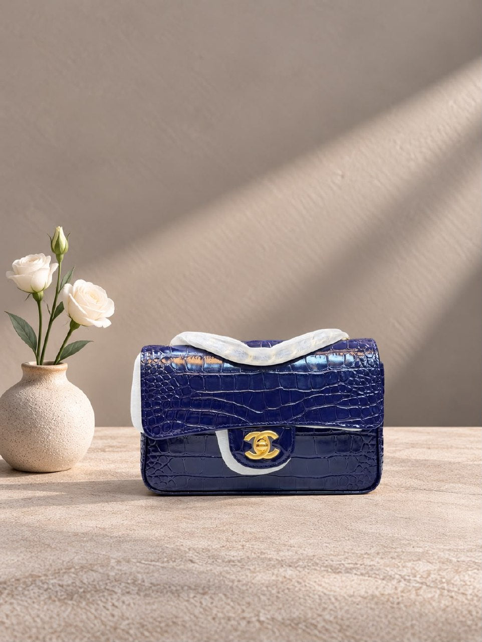 Chanel Shoulder Bag - Navy Embossed