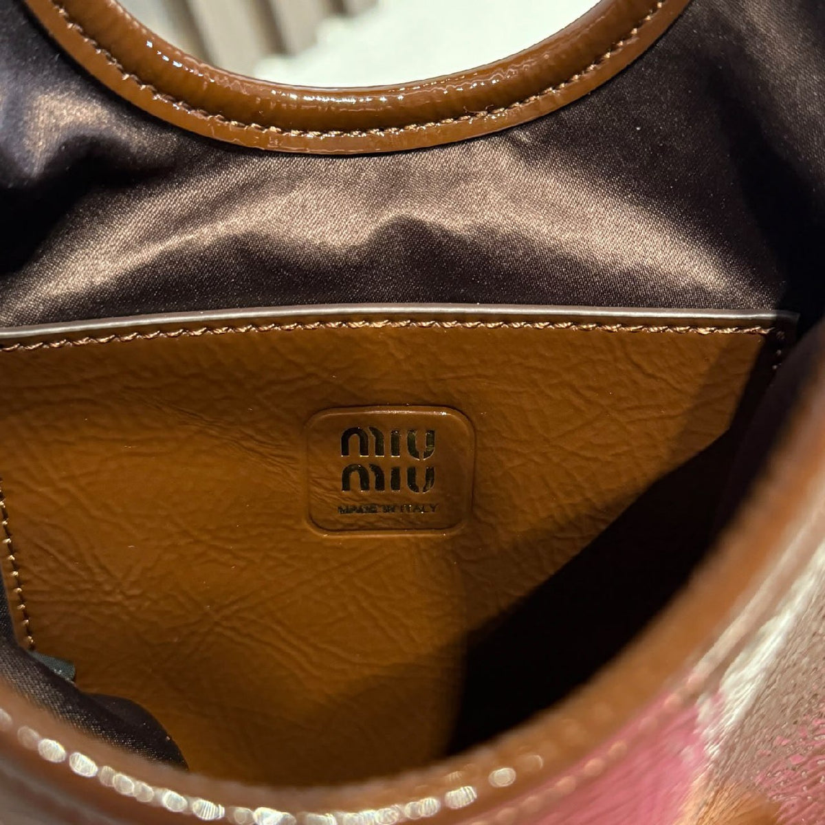 Miu Miu Plaque Mini Tote Bag - Brown