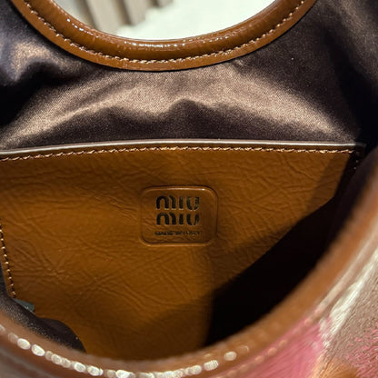 Miu Miu Plaque Mini Tote Bag - Brown