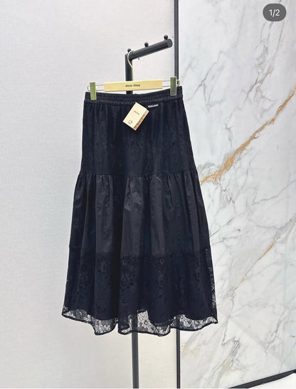 Miu Miu Tiered Skirt - Black
