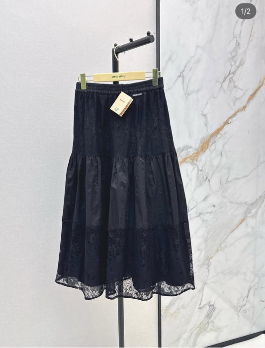 Miu Miu Tiered Skirt - Black