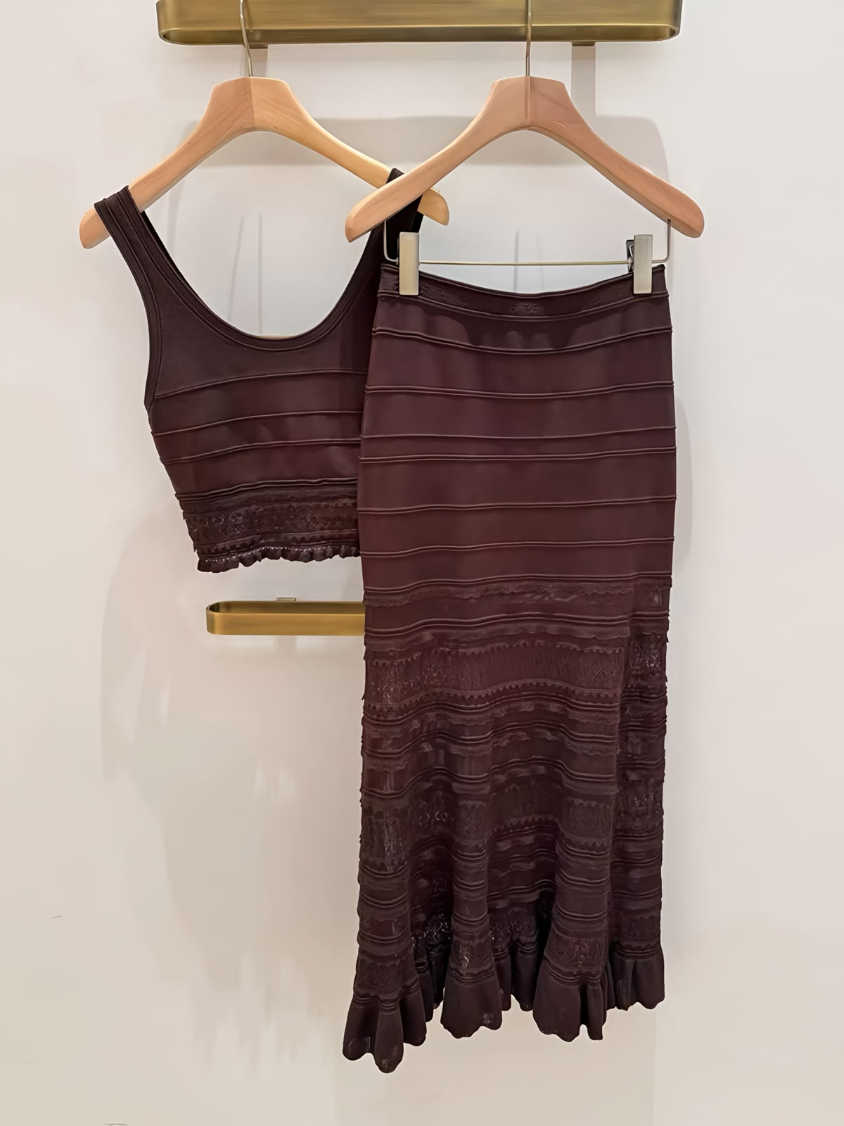 Sandro Lace-Panel Set - Burgundy