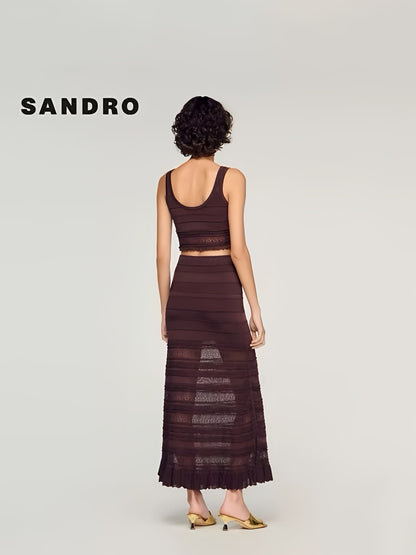 Sandro Lace-Panel Set - Burgundy