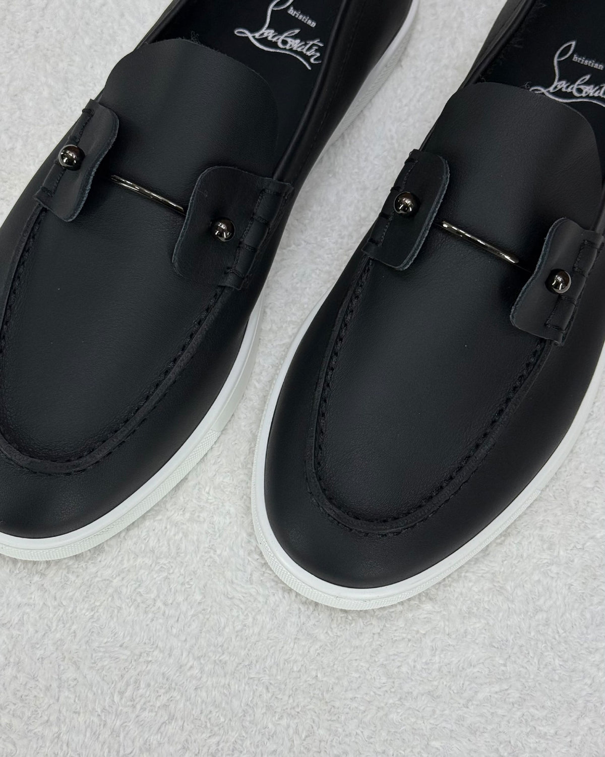 Christian Louboutin Metal-Bar Loafers - Navy