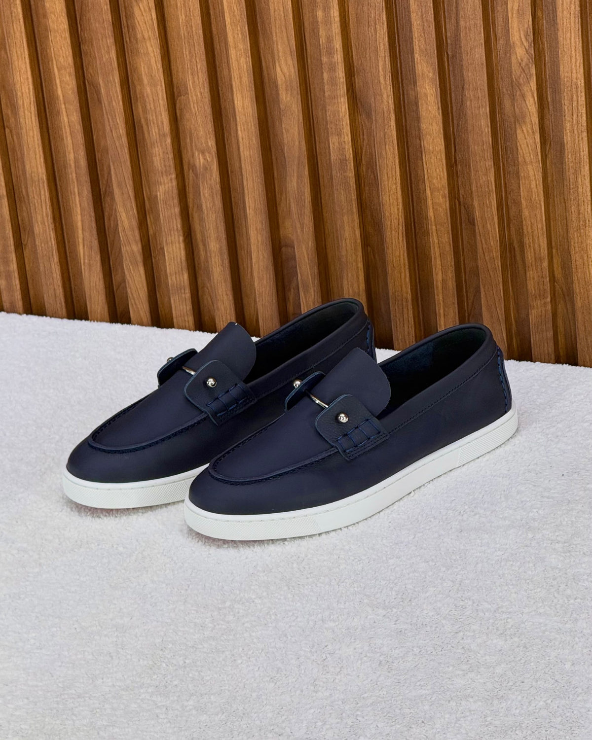 Christian Louboutin Metal-Bar Loafers - Navy