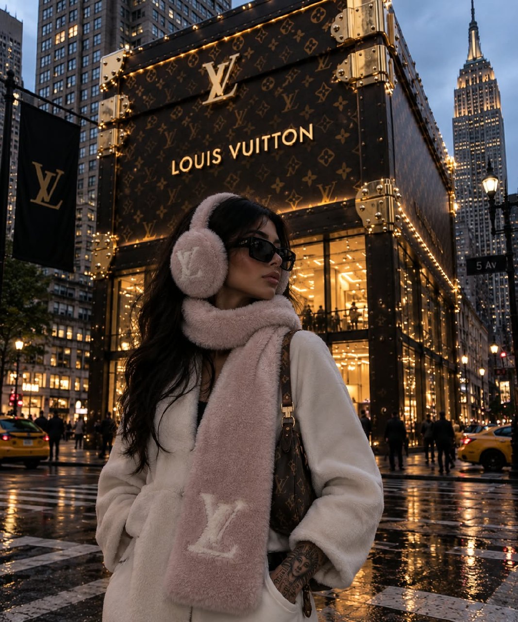 Louis Vuitton Scarf & Earmuffs - Pink