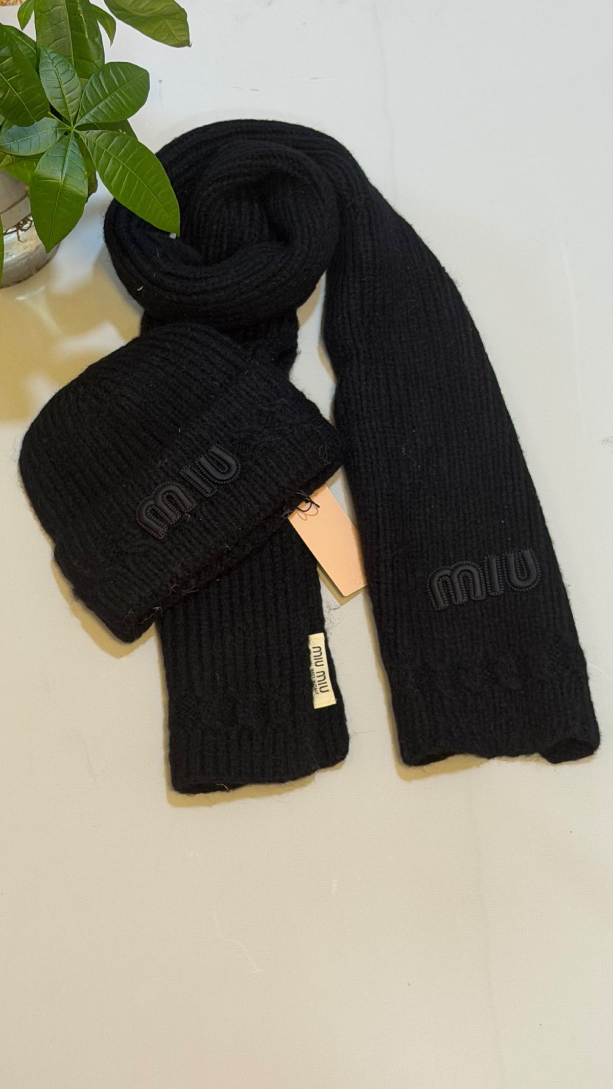 Miu Miu Scarf & Beanie - Black