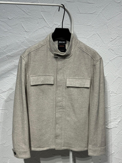 Zegna High-Collar Pocket Jacket - Beige, Brown, Navy