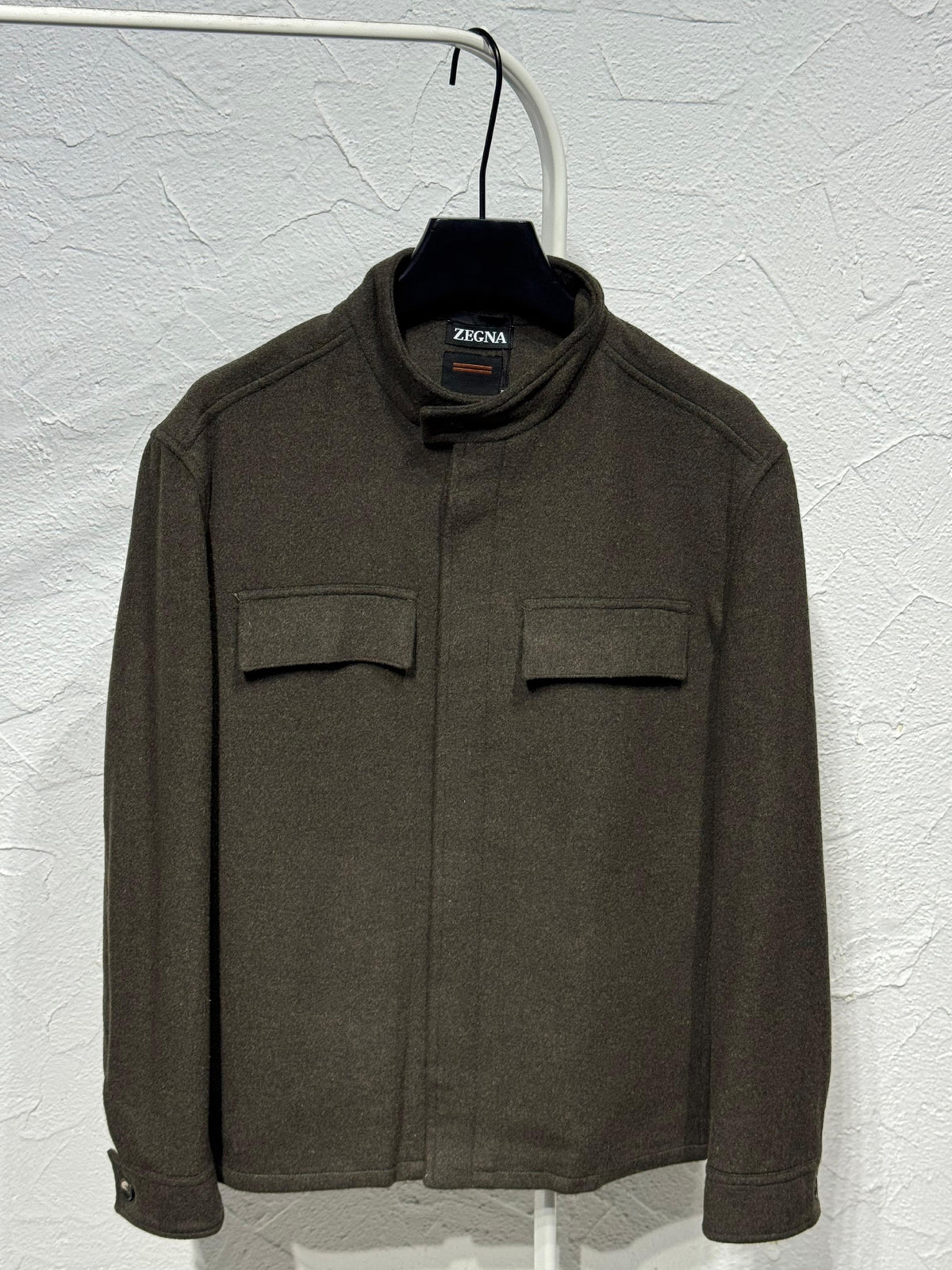 Zegna High-Collar Pocket Jacket - Beige, Brown, Navy