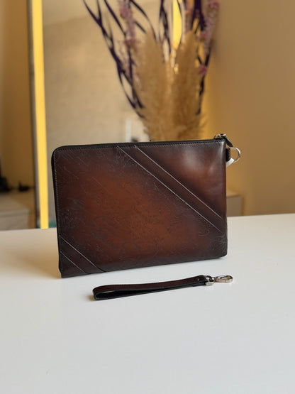 Berluti Clutch - Dark Brown Embossed