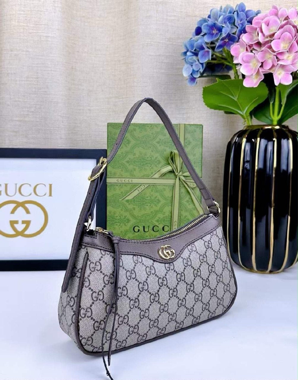 Gucci Long-Strap Shoulder Bag - Dark Grey