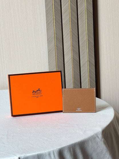 Hermès Card Holder - Brown Embossed