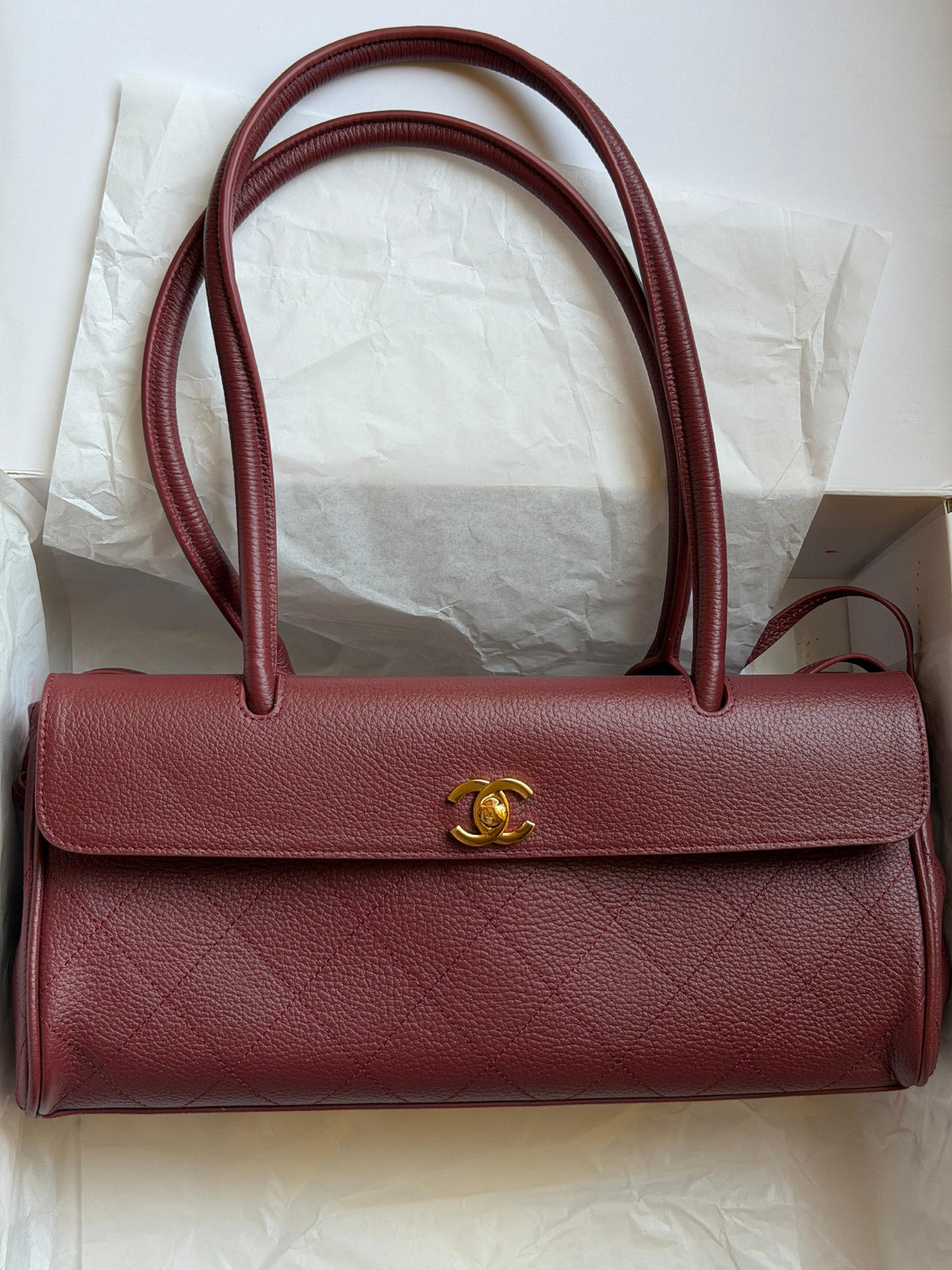 Chanel Quilted Flap Handbag - Burgundy