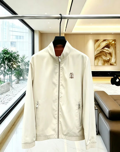 Brunello Cucinelli Stand-Collar Zip Jacket - White, Navy, Beige, Black