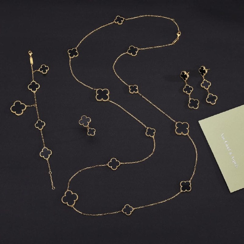 Van Cleef & Arpels Necklace, Earrings, Ring & Bracelet Set - Black