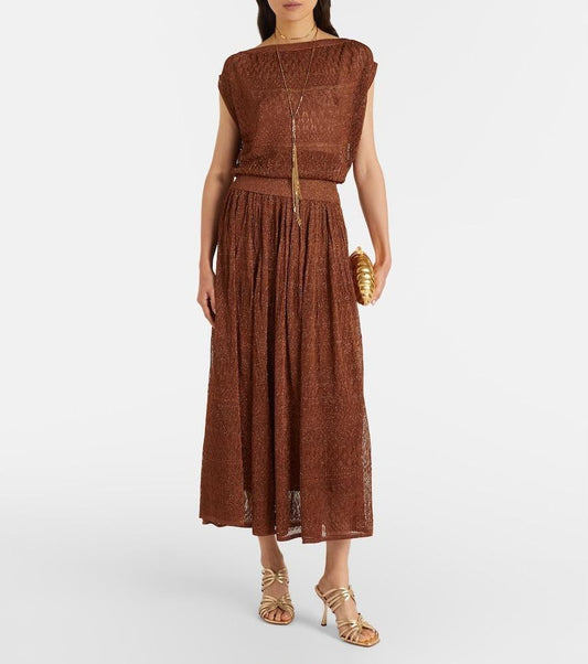 Zimmermann Cap-Sleeve Top Set - Brown