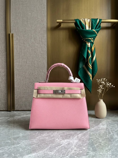 Hermès Kelly Handbag - Green, Light Blue, Dark Grey, Yellow, Pink, White, Pink Light