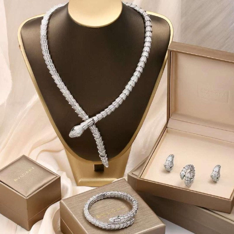 Bulgari Jewelry Set - Silver Snake Print