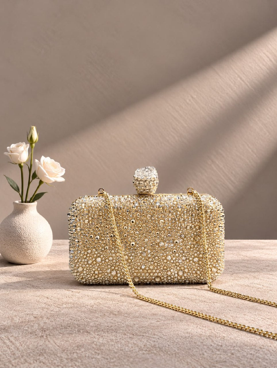 Jimmy Choo Cylindrical-Knob Clutch - Gold