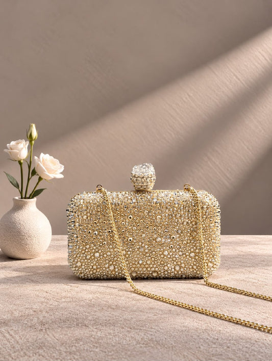 Jimmy Choo Cylindrical-Knob Clutch - Gold