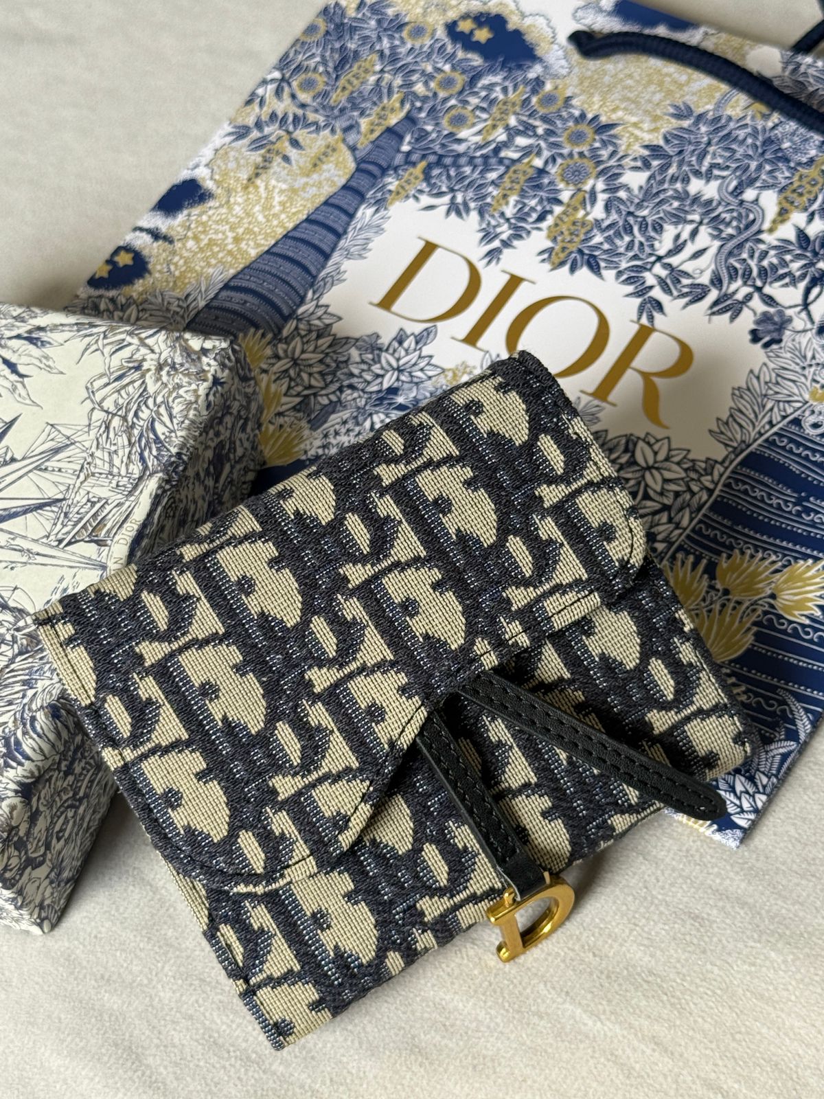 Dior Flap Card Holder - Beige Monogram
