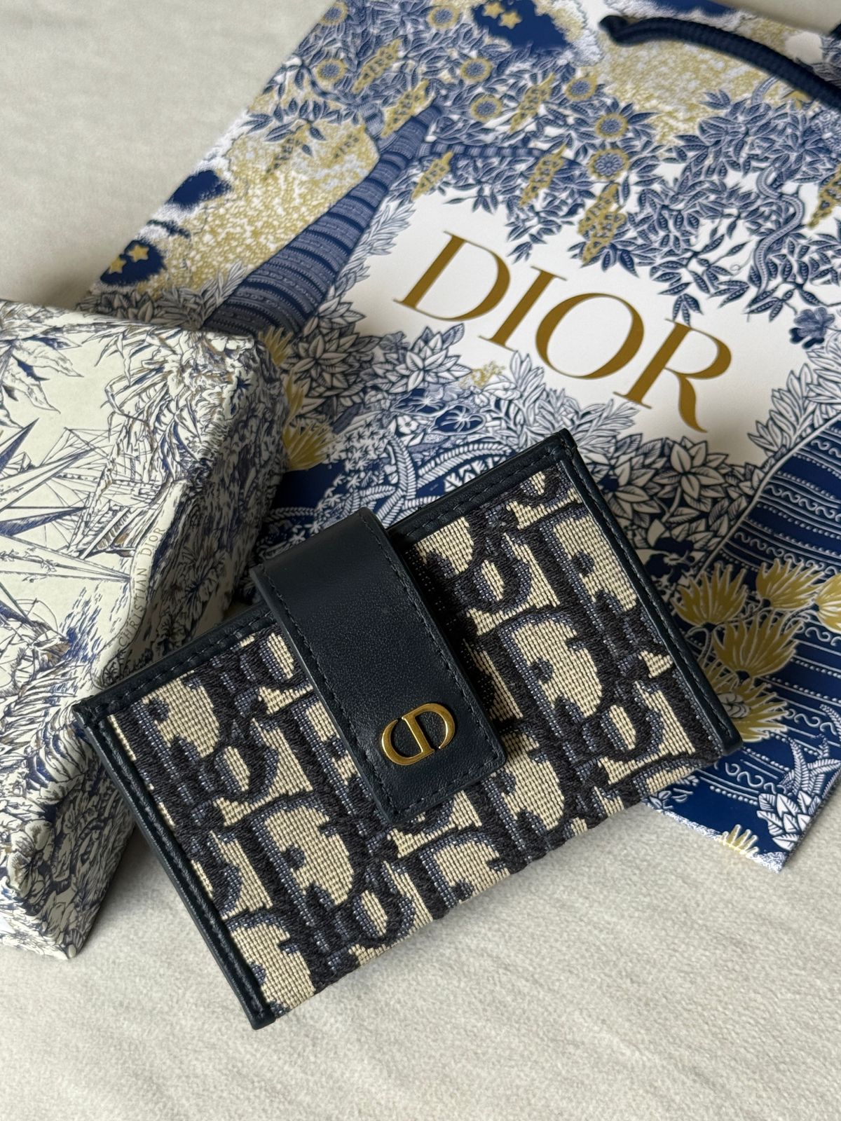 Dior Flap Card Holder - Beige Monogram