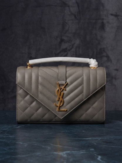 YSL Chevron Flap Shoulder Bag - Grey