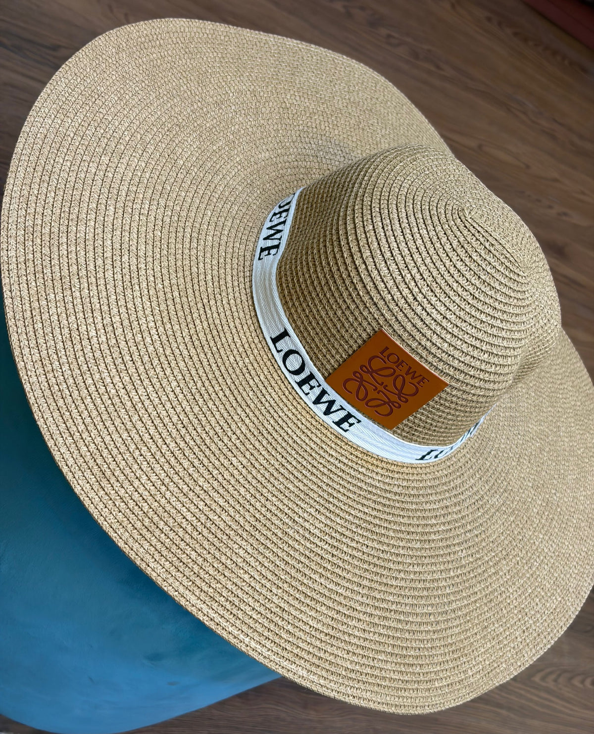 Loewe Ribbon-Band Wide-Brim Hat - Beige