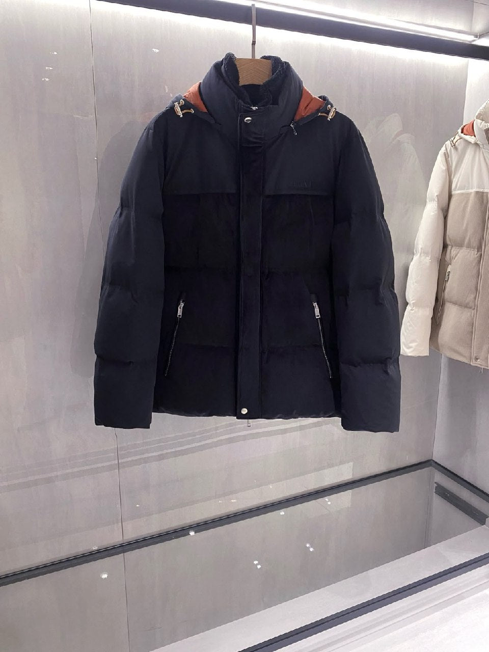 Zegna Hooded Jacket - Navy, Beige