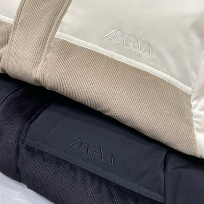 Zegna Hooded Jacket - Navy, Beige