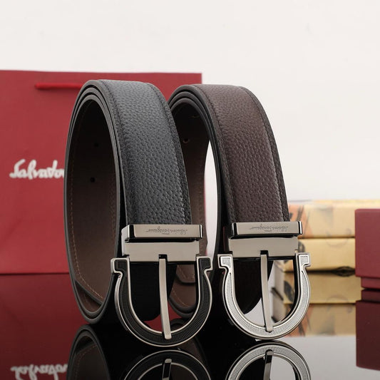 Salvatore Ferragamo Horseshoe Buckle Belt - Brown, Dark Grey
