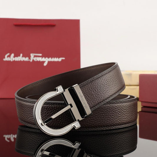 Salvatore Ferragamo Horseshoe Buckle Belt - Brown, Dark Grey