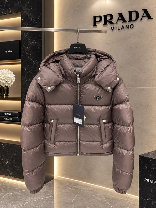 Prada Puffer Jacket - Brown