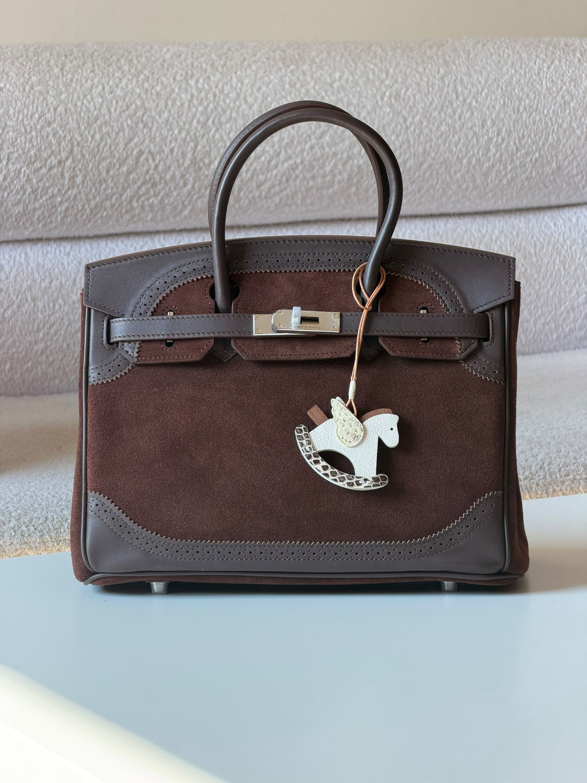 Hermès Birkin Handbag Scalloped Trim - Dark Brown