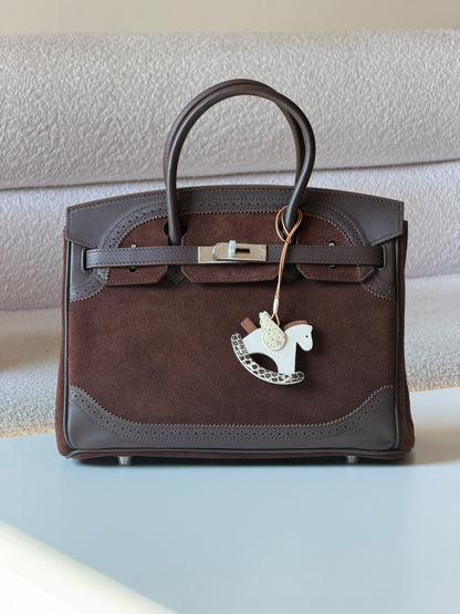 Hermès Birkin Handbag Scalloped Trim - Dark Brown