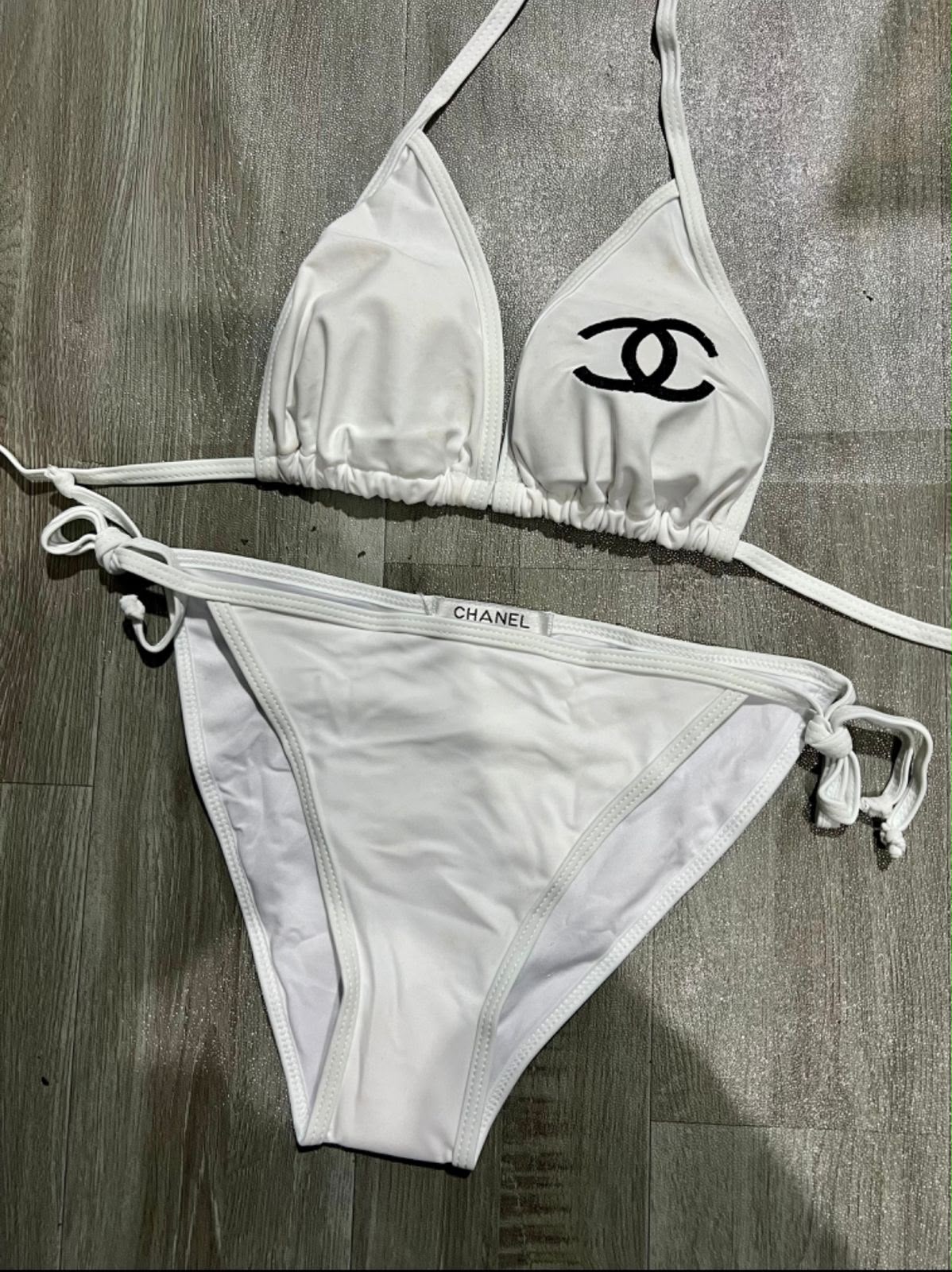 Chanel Logo Triangle Bikini Set - White